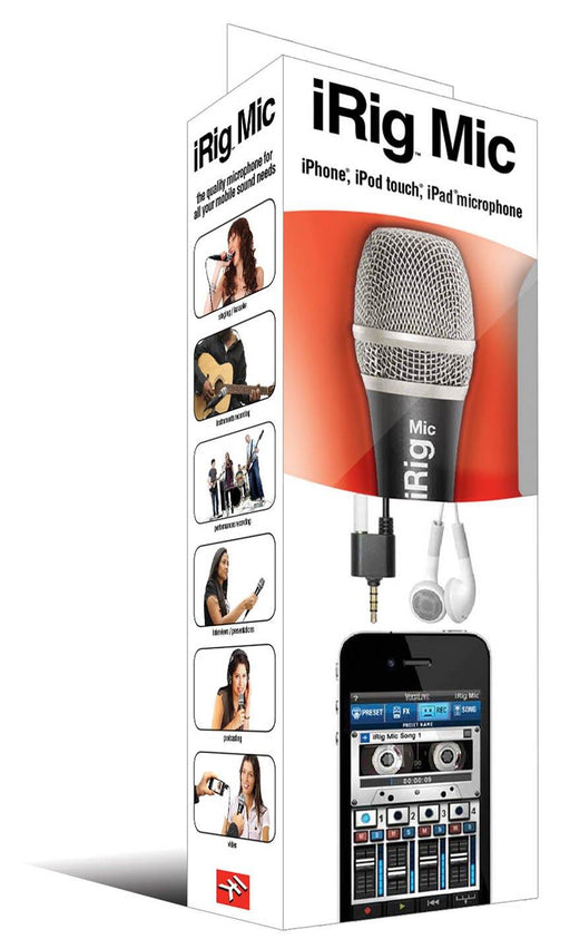 IK Multimedia iRig Mic Handheld Condenser mic for Smartphones and Tablets condenser microphone, ik hardware, phone accessories halleonard