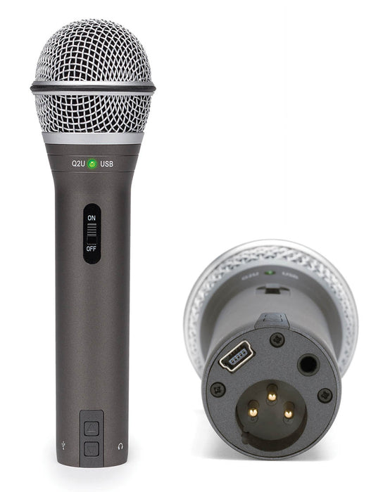 Q2U USB-XLR Dynamic Microphone Recording Package, Samson Audio - Soundporium Music Store
