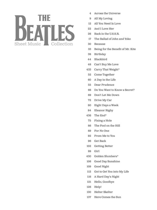 The Beatles Sheet Music Collection, Piano/Vocal/Guitar Artist Songbook