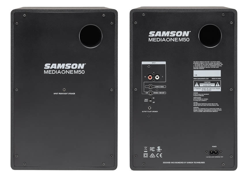 MediaOne M50 Pair of Powered Active 2-Way Studio Monitors with 5″ Driver, Samson Audio - Soundporium Music Store