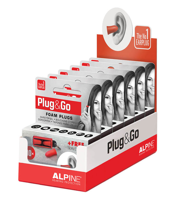 Plug & Go Foam Plugs 6 pack with Display, Alpine Hearing Protection Plug & Go Foam Plugs Alpine, hearing protection halleonard