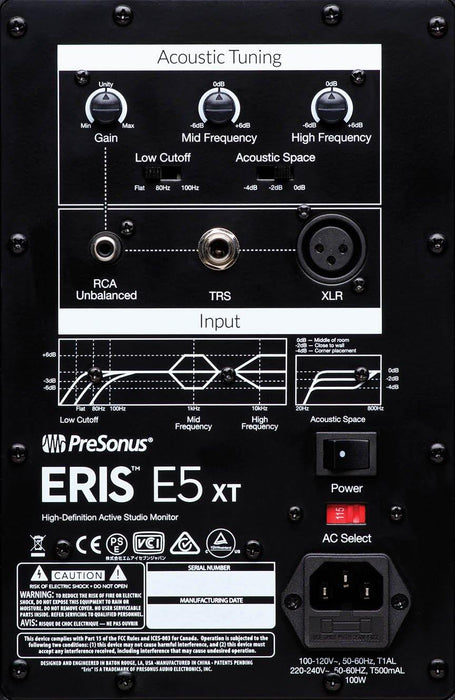 Eris E5 XT 2-Way Active Single Studio Monitor with Wave Guide, Presonus Hardware studio monitors presonus, studio monitor halleonard