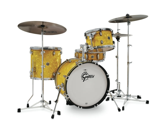 Gretsch Catalina Club 4 Piece Shell Pack (18/12/14/14SN)- Yellow Satin Flame Drum Sets Drum Sets, gretsch halleonard