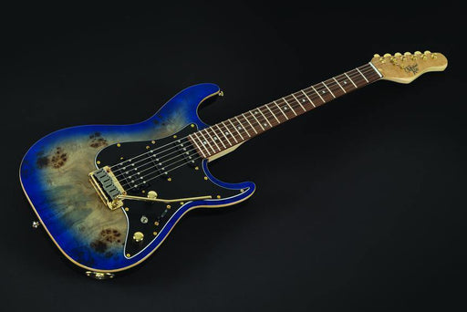 Blue Burst Burl 60 Ultra Double Cutaway Electric With Locking Tremelo System, Michael Kelly Guitars - Soundporium Music Store