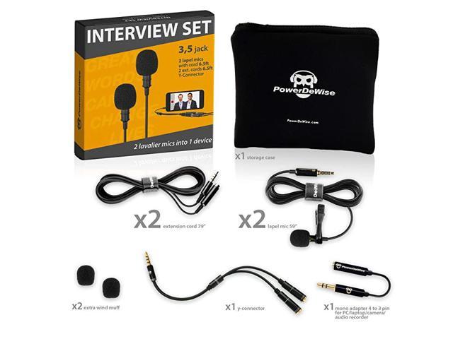 Grade 2 Lavalier Lapel Microphones Set for Dual Interview Dual Lavalier Microphone 2 Lavalier Microphone Set Perfect as Blogging Vlogging Interview Microphone for iPhone 6 7 8 X