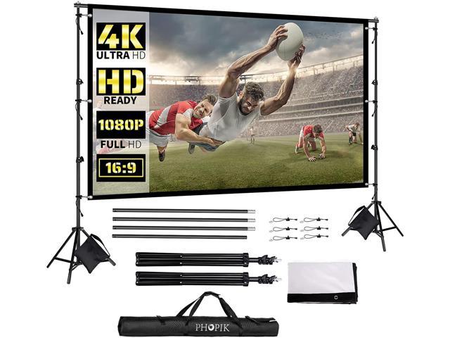 Projector Screen with Stand: 120 inch Portable Indoor Outdoor Projector Screen Fordable & Wrinkle-Free Outdoor Movie Screen with Carry Bag for Home Theater Camping and Recreational Events