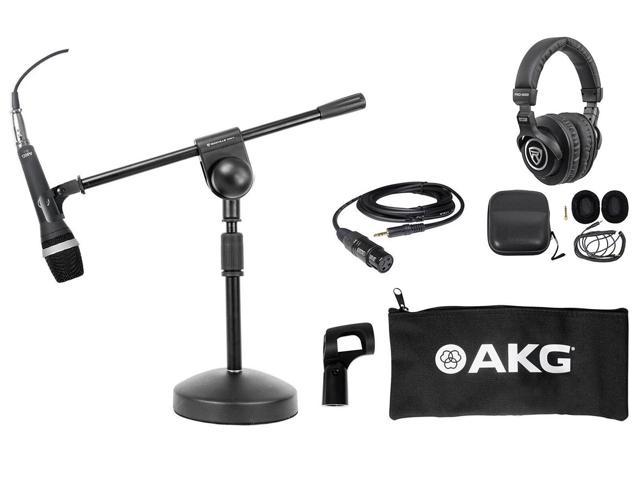 AKG D5 C PC Podcasting Podcast Microphone+Desk Stand w/Boom+Headphones