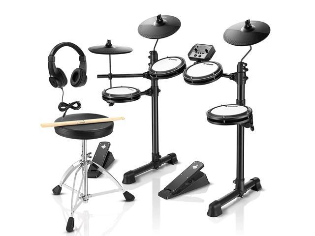 Zell Electric Drum Set, Electronic Drum Kit For Beginner With 180 Sounds, Quiet Mesh Drum Set With Heavy Duty Pedals, Drum Throne, Sticks Headphone,Kids Christmas Birthday Gift(, New Upgraded)