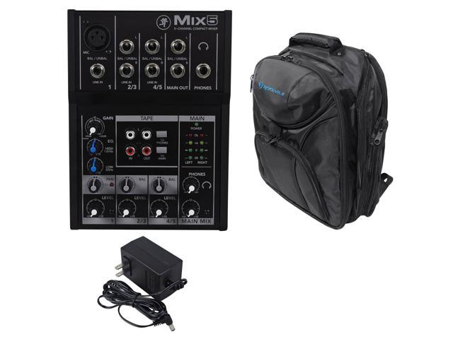 Mackie Mix5 Compact 5 Channel Mixer + Backpack Carry Bag