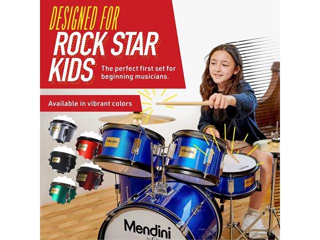 Kids Drum Set - Starter Drums Kit With Bass, Toms, Snare, Cymbal, Hi-Hat, Drumsticks & Seat - Musical Instruments Beginner Sets