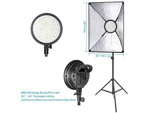 LED Softbox Lighting Kit 20x28 inches Softbox 48W Dimmable 2Color Temperature LED Light Head with Battery Compartment and Light Stand for IndoorOutdoor Photography Battery Not Included
