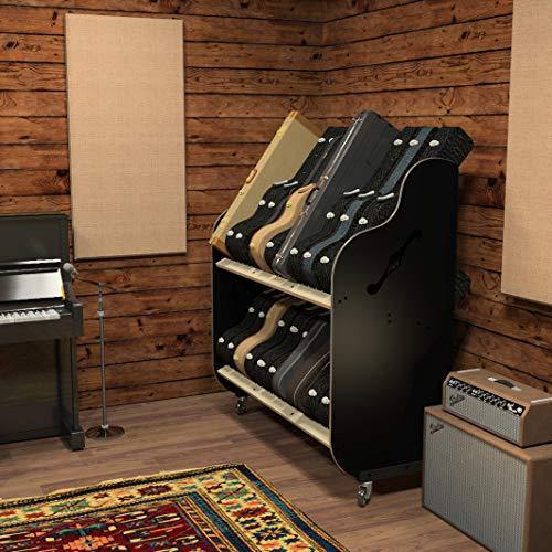 The Session-Pro™ Double-Stack Mobile Guitar Case Rack, A&S Multiple-Guitar Stands & Hangers furniture, rack, storage, wood A&S