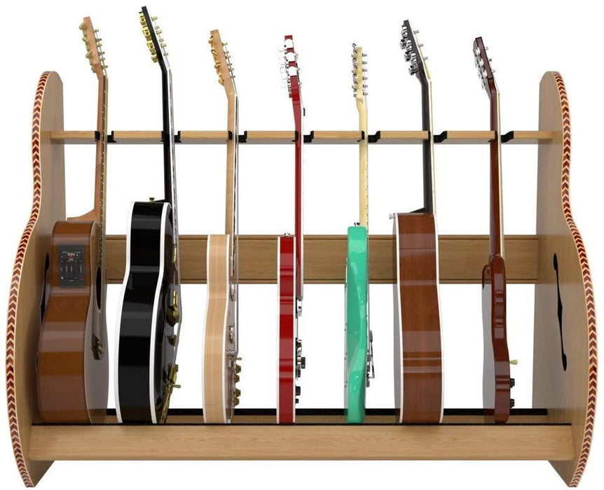 The Session™ Deluxe Multiple 5 Guitars Stand (Red Oak), A&S - Soundporium Music Store