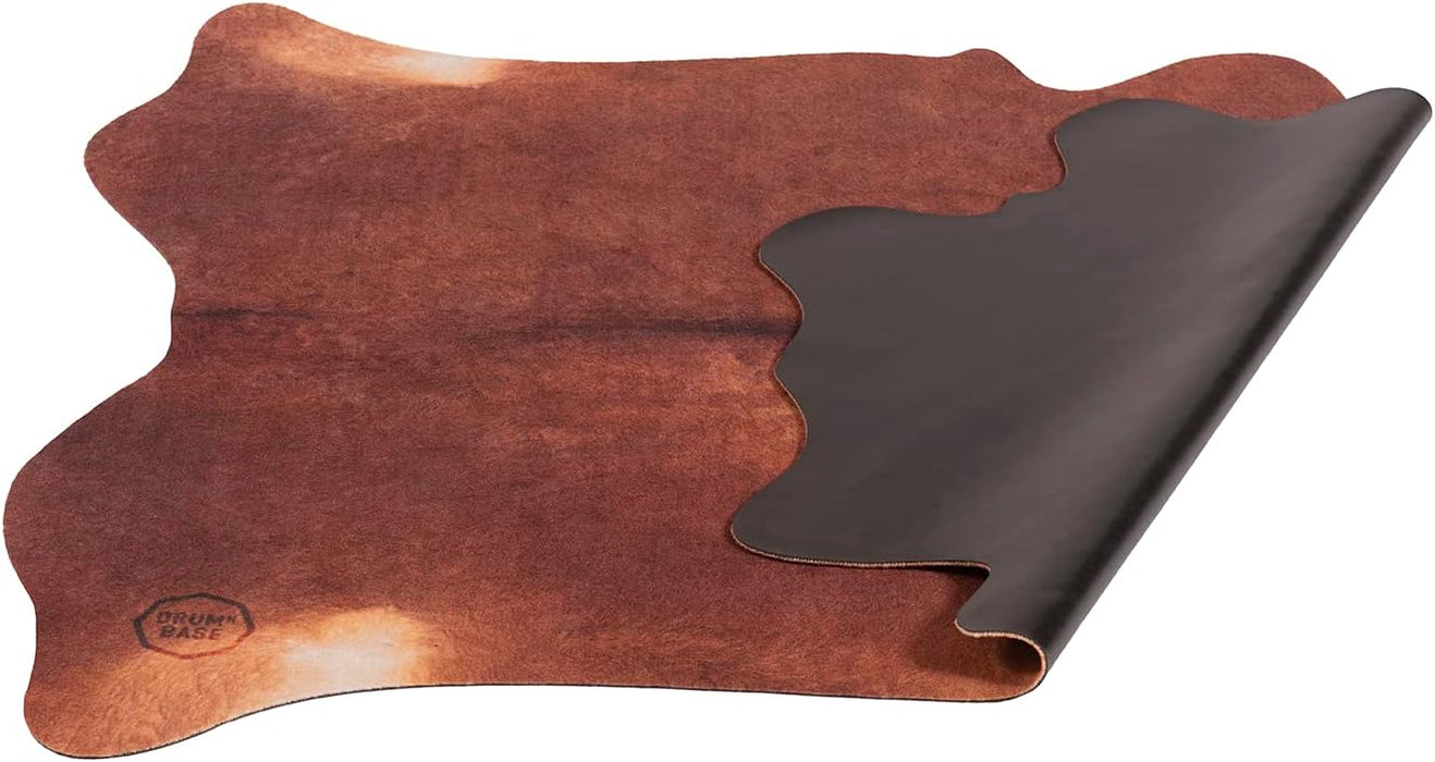 DRUMnBASE Vegan Cow Stage Rug VGN BRWN Betsy Red Brown 6' X 5.25' - Soundporium Music Store