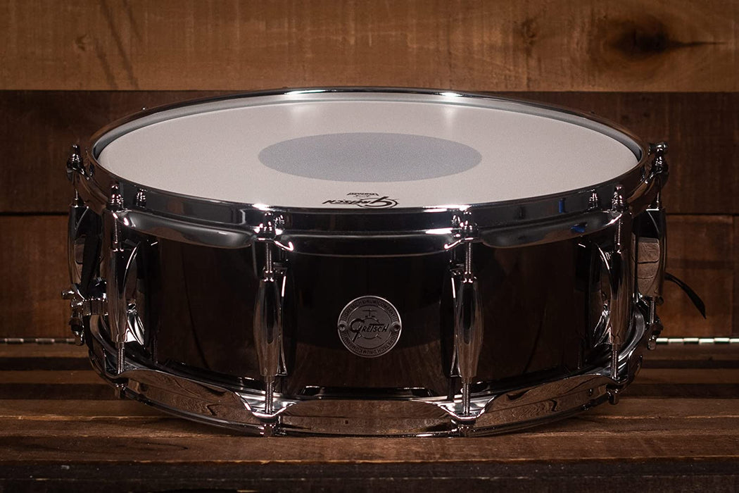 Black Nickel Over Steel Snare Drum (5″ x 14″) Full Range Series, Gretsch - Soundporium Music Store