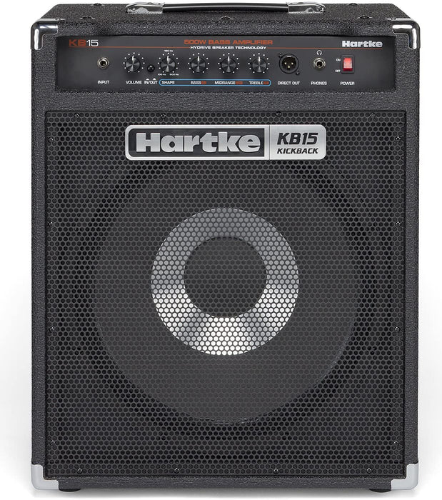 Kickback KB15 Bass Combo (15″ Hydrive Speaker, 500W, Class D, 3-Band + Shape) bass amp bass amp, Hartke Amps halleonard