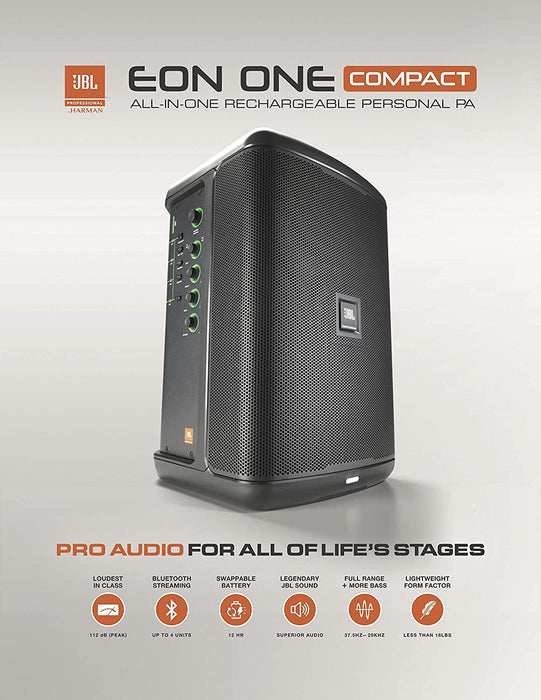 JBL Professional EON ONE Compact All-In-One Rechargeable Personal PA System w/ Bluetooth - Soundporium Music Store