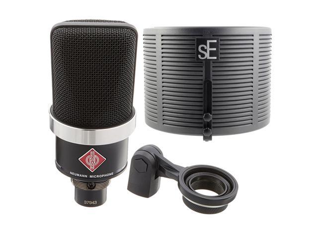 Neumann TLM-102 Studio Condenser Microphone (Black), sE Electronics RF-X Shield Bundle