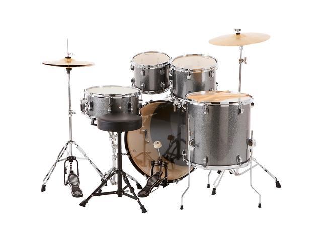 Ludwig Backbeat Complete 5-Piece Drum Set with Hardware and Cymbals Metallic Silver Sparkle