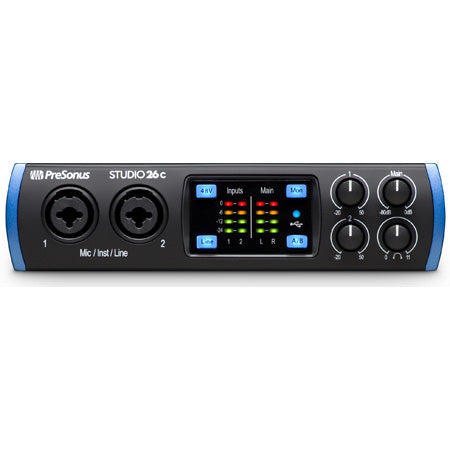 PreSonus Studio 26c 2 X 4 USB-C / 24-bit / 192kHz with 2 Mic inputs and Studio One Artist - Soundporium Music Store